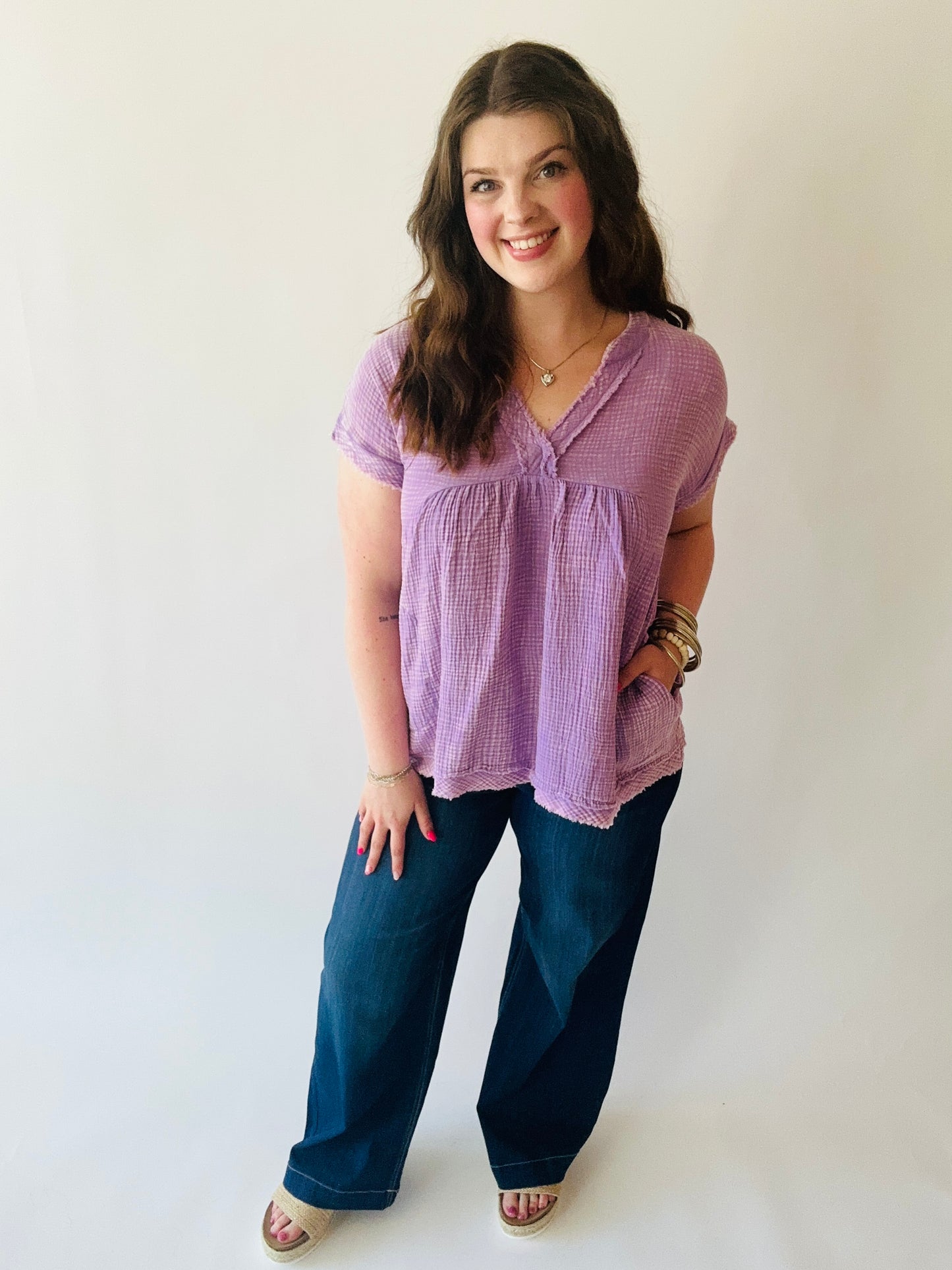 Washed Gauze Top - Lavender