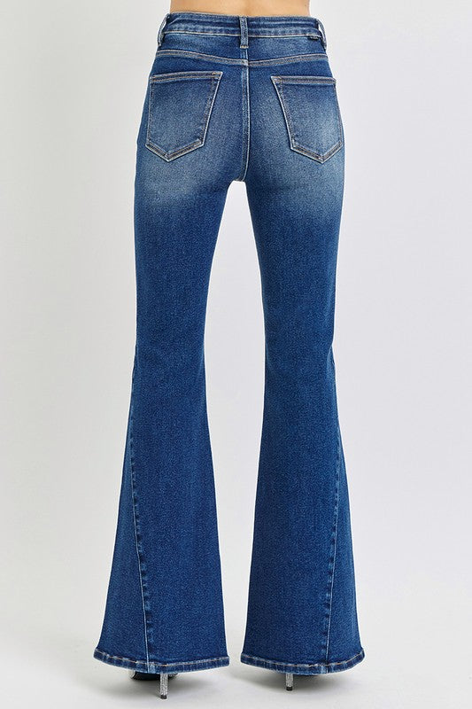 RISEN Distressed Button-Fly Flare Jeans ONLINE ONLY