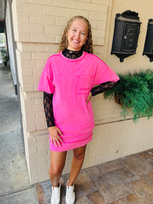 Fitted Sheer Mesh Lace Knit Top - Black