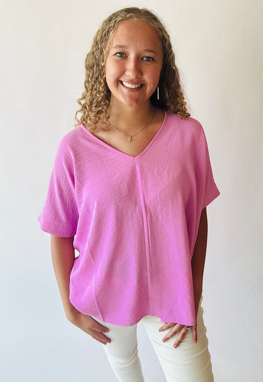 Airflow V-Neck Dolman Top - Mauve