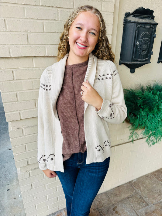 Horse Jacquard Shawl Knit Cardigan