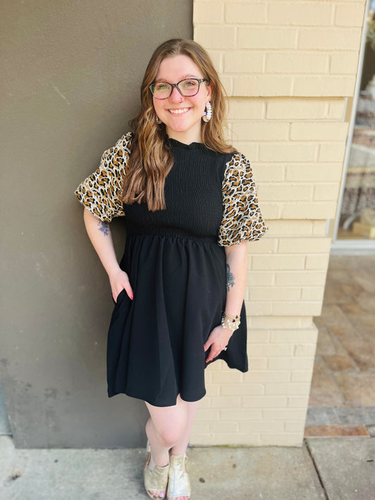 Leopard Dress - Black