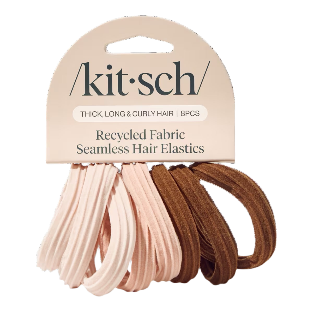 Kitsch Recycled Fabric Seamless Hair Elastics 8 Piece Set - Rosewood