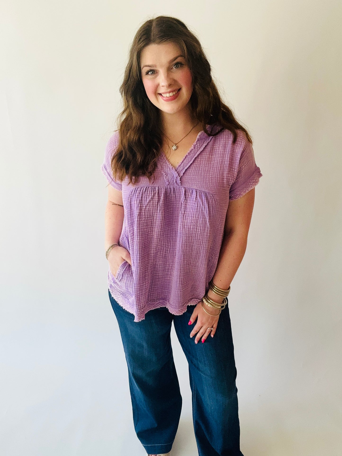 Washed Gauze Top - Lavender