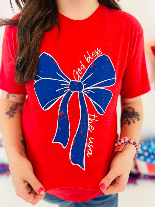 God Bless the USA Graphic Tee - Red