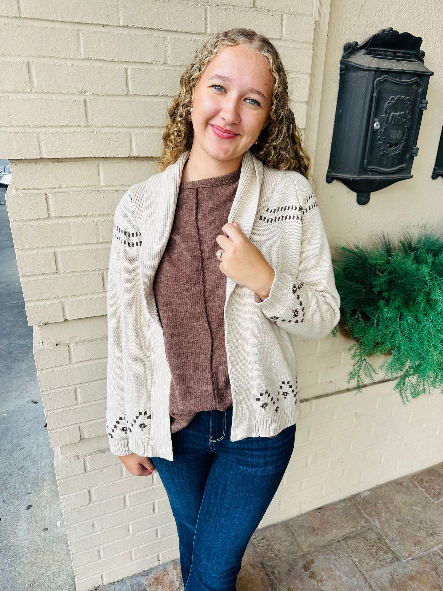 Horse Jacquard Shawl Knit Cardigan