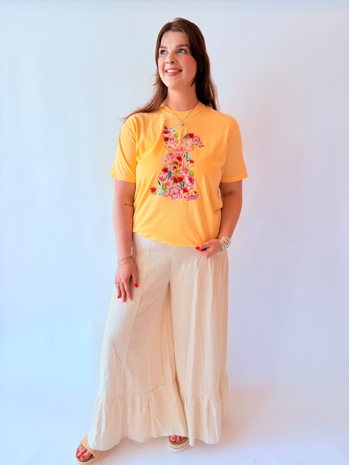 Floral Easter Bunny Graphic Tee - Butter