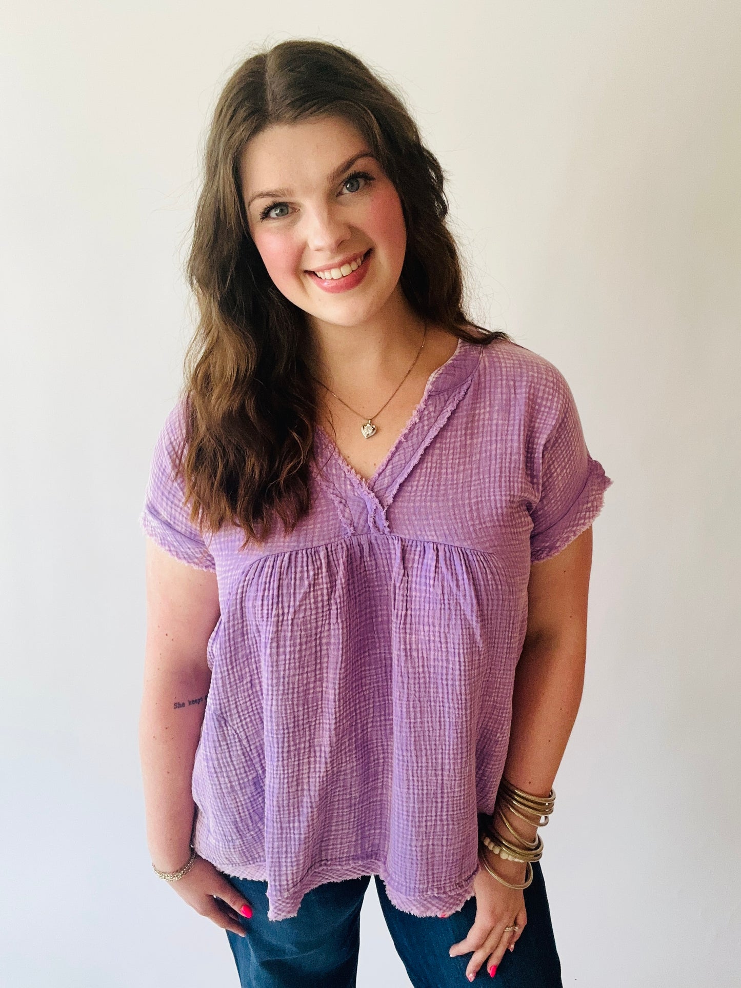 Washed Gauze Top - Lavender