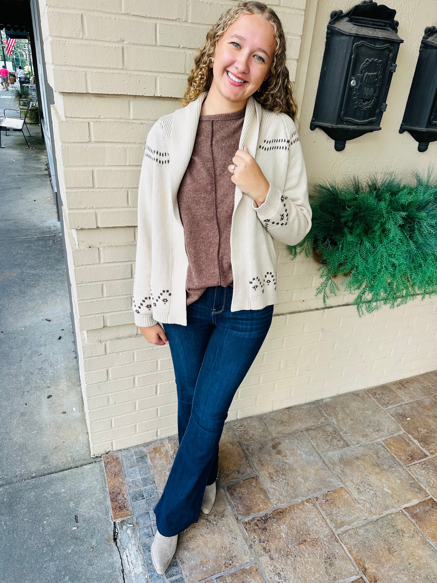 Horse Jacquard Shawl Knit Cardigan