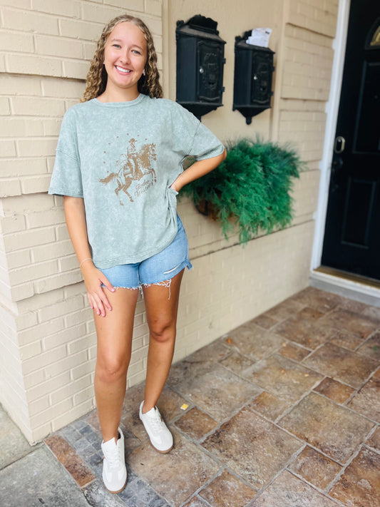 Western Relaxed Short Sleeve Tee - Olive