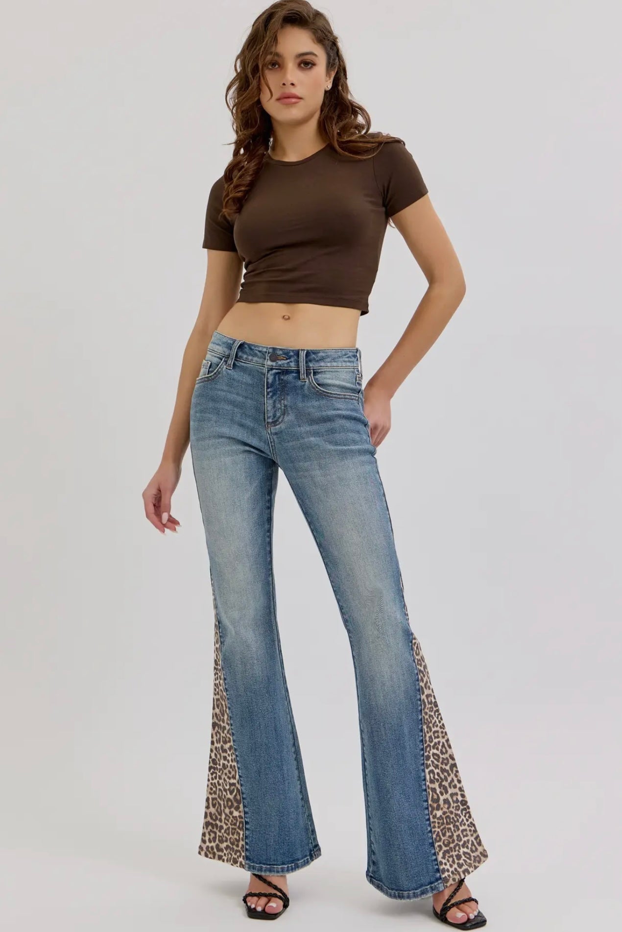 Cello Mid Rise Leopard Flare