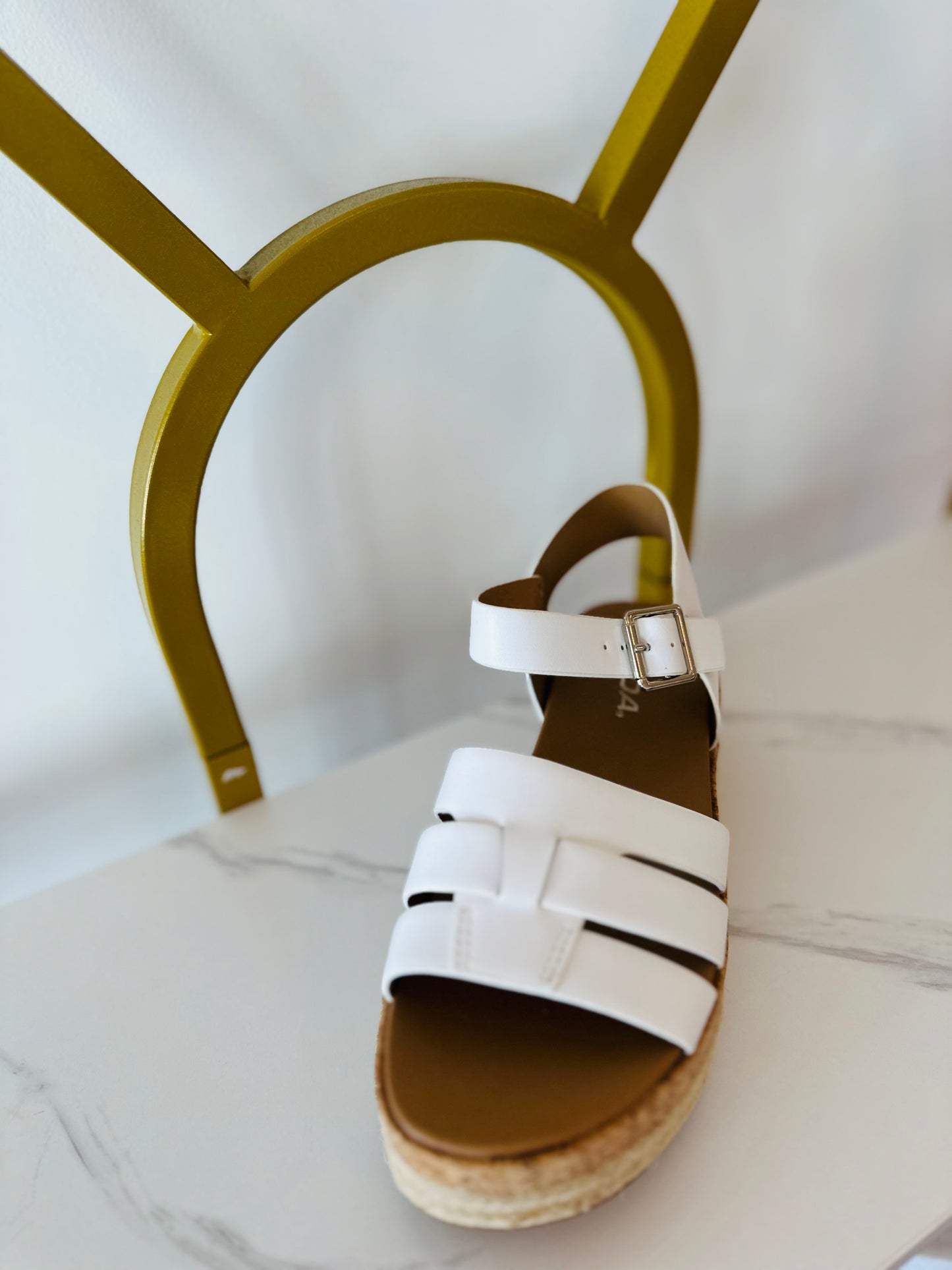 Soda Tabata Espadrille Cork Platform Sandal - White