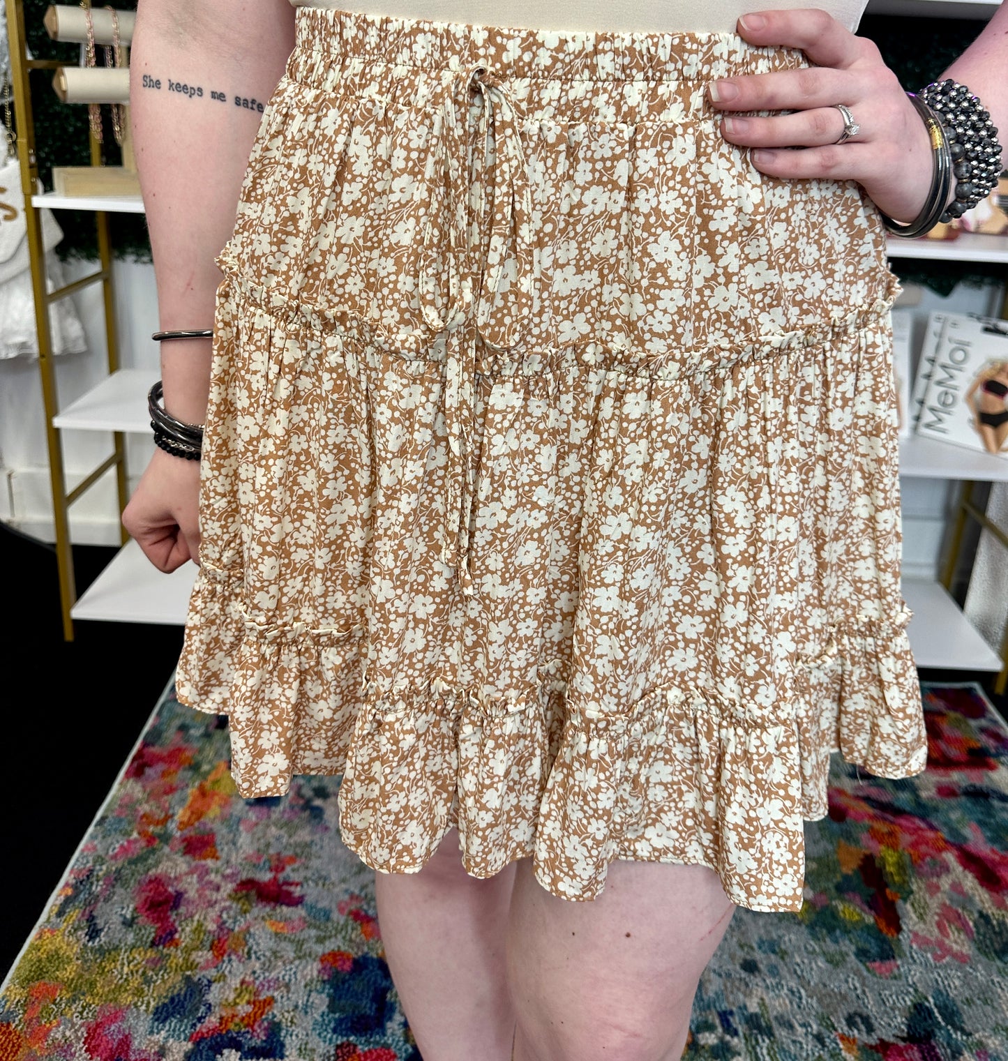 Flower Child Tiered Mini Skirt