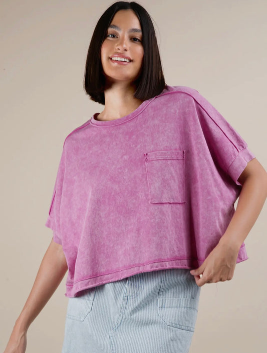 Mineral Washed Oversized Top - Orchid