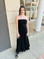 Tiered Ruffle Strapless Maxi Dress - Black