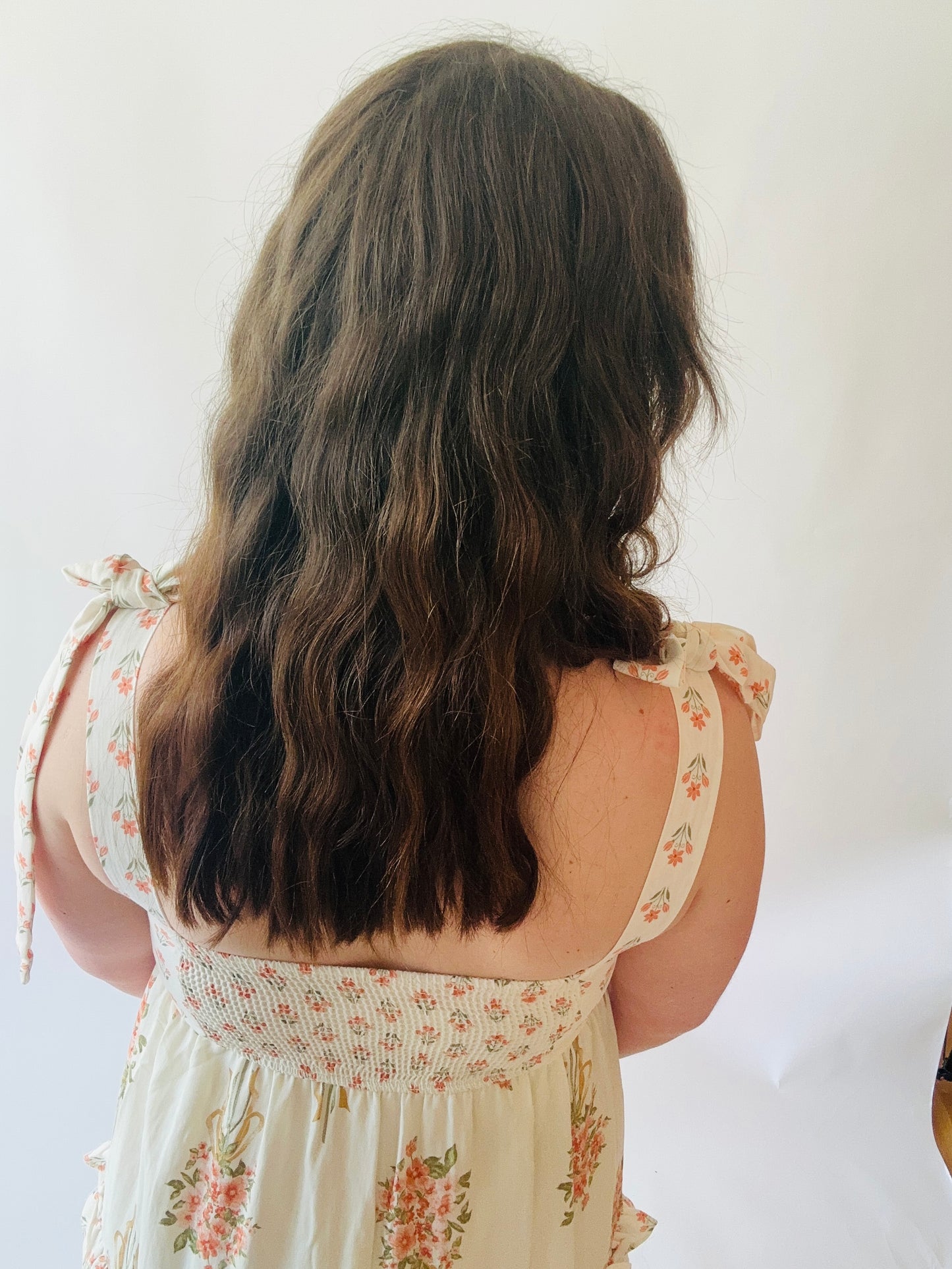 Floral Print Tie Strap Empire Tiered Dress - Apricot Multi