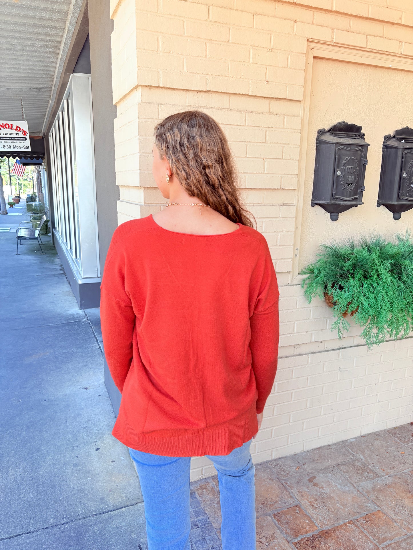 Super Soft Front Seam Sweater - Burnt Orange
