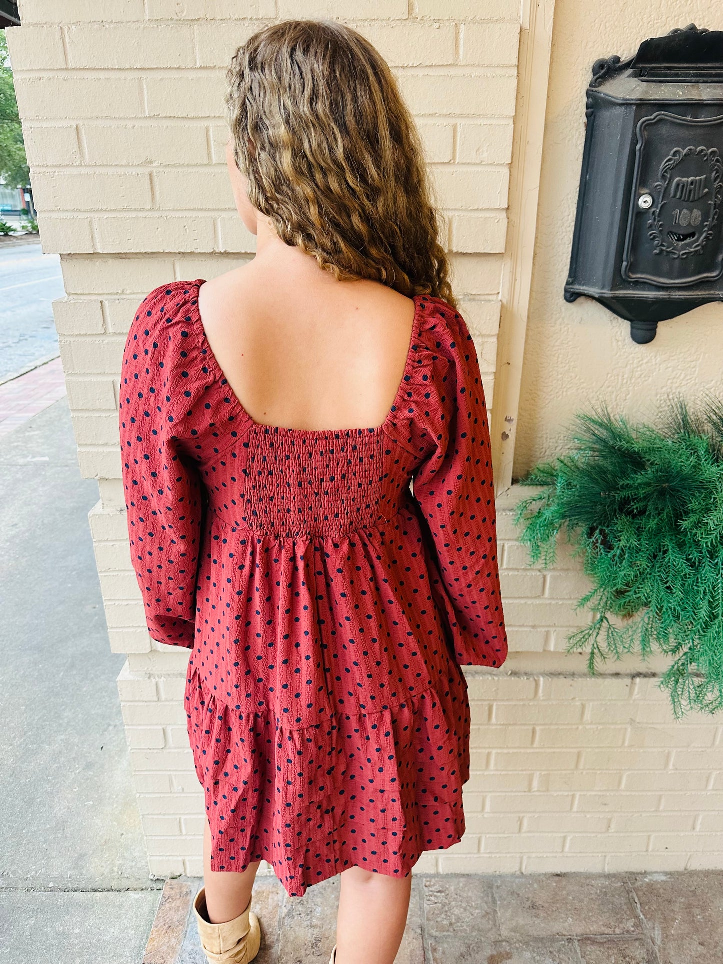 Polka Dot Printed Tiered Dress