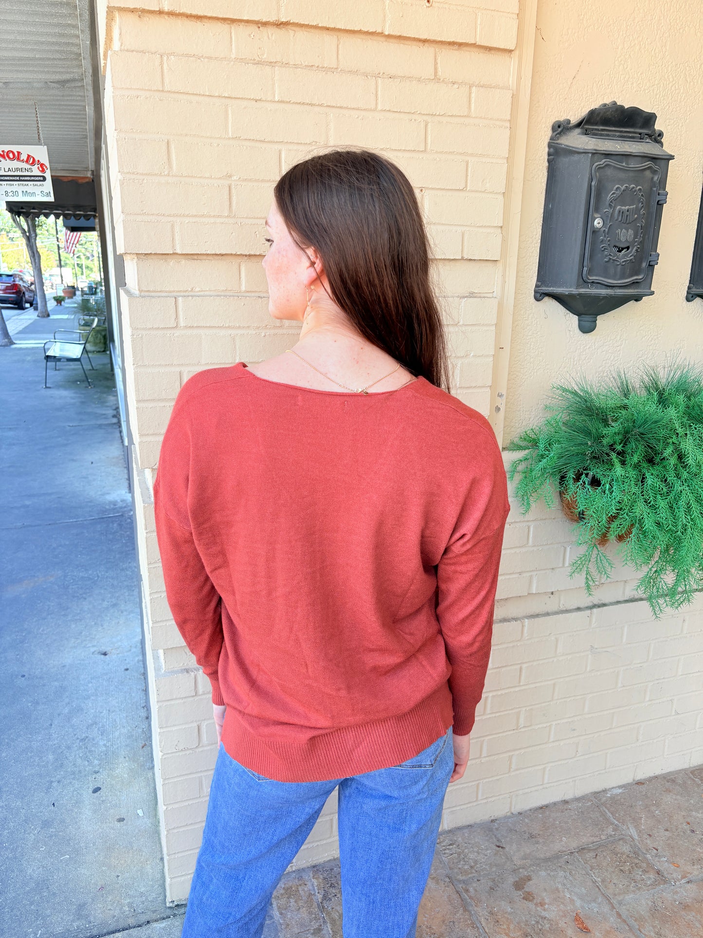 Super Soft Front Seam Sweater - Rust