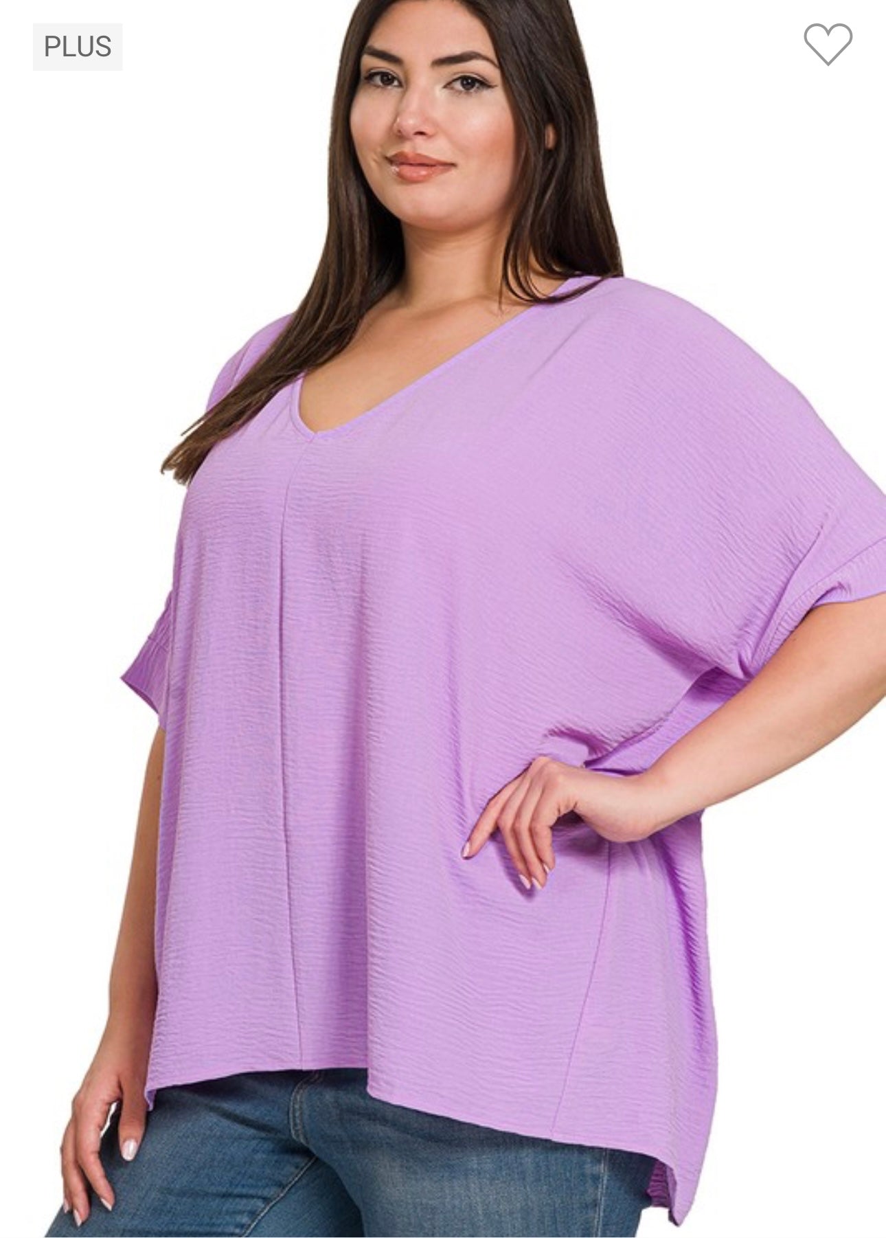 Plus Airflow V-Neck Dolman Top - Lavender