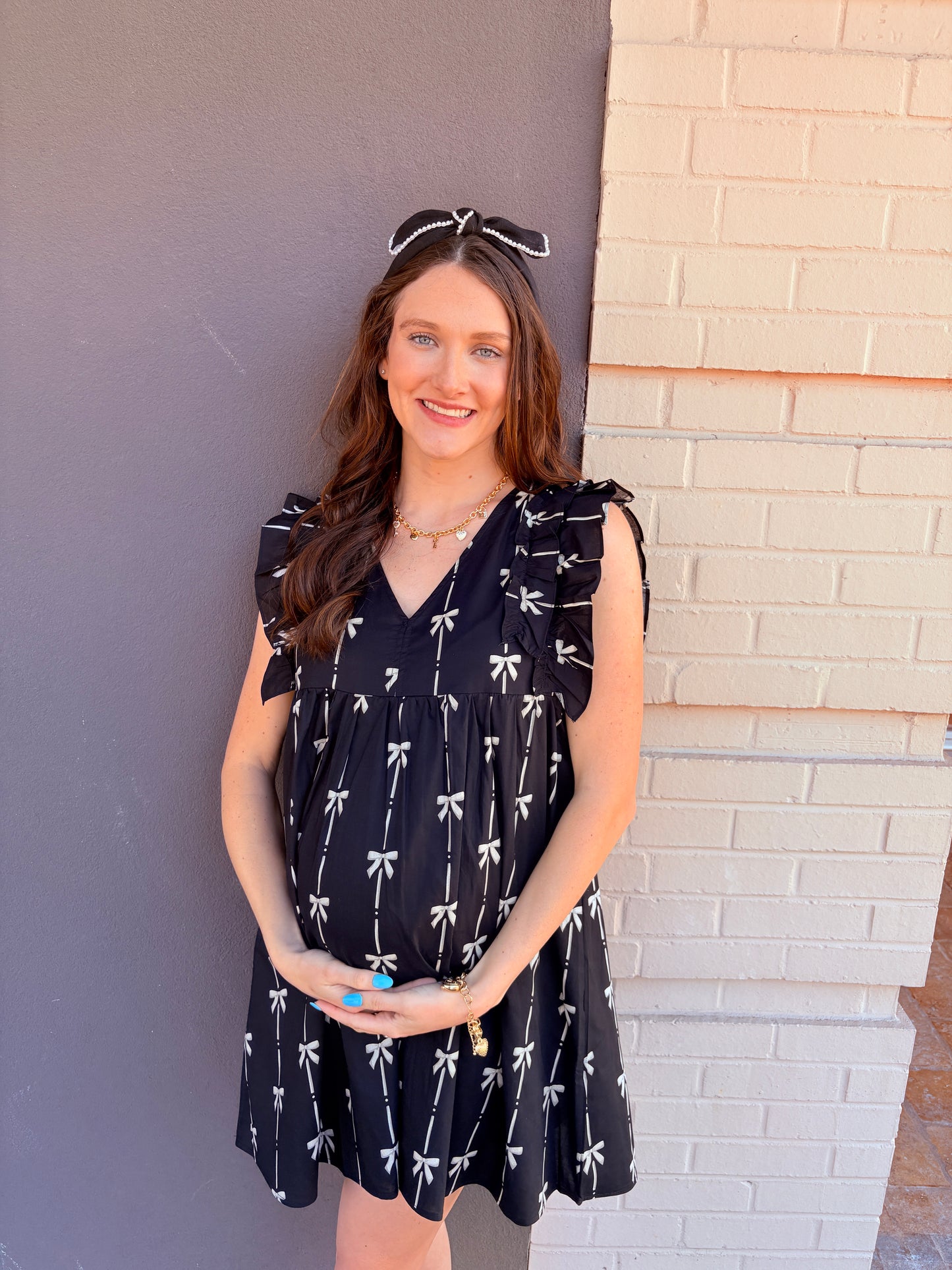 Bow Printed Sleeveless Dress