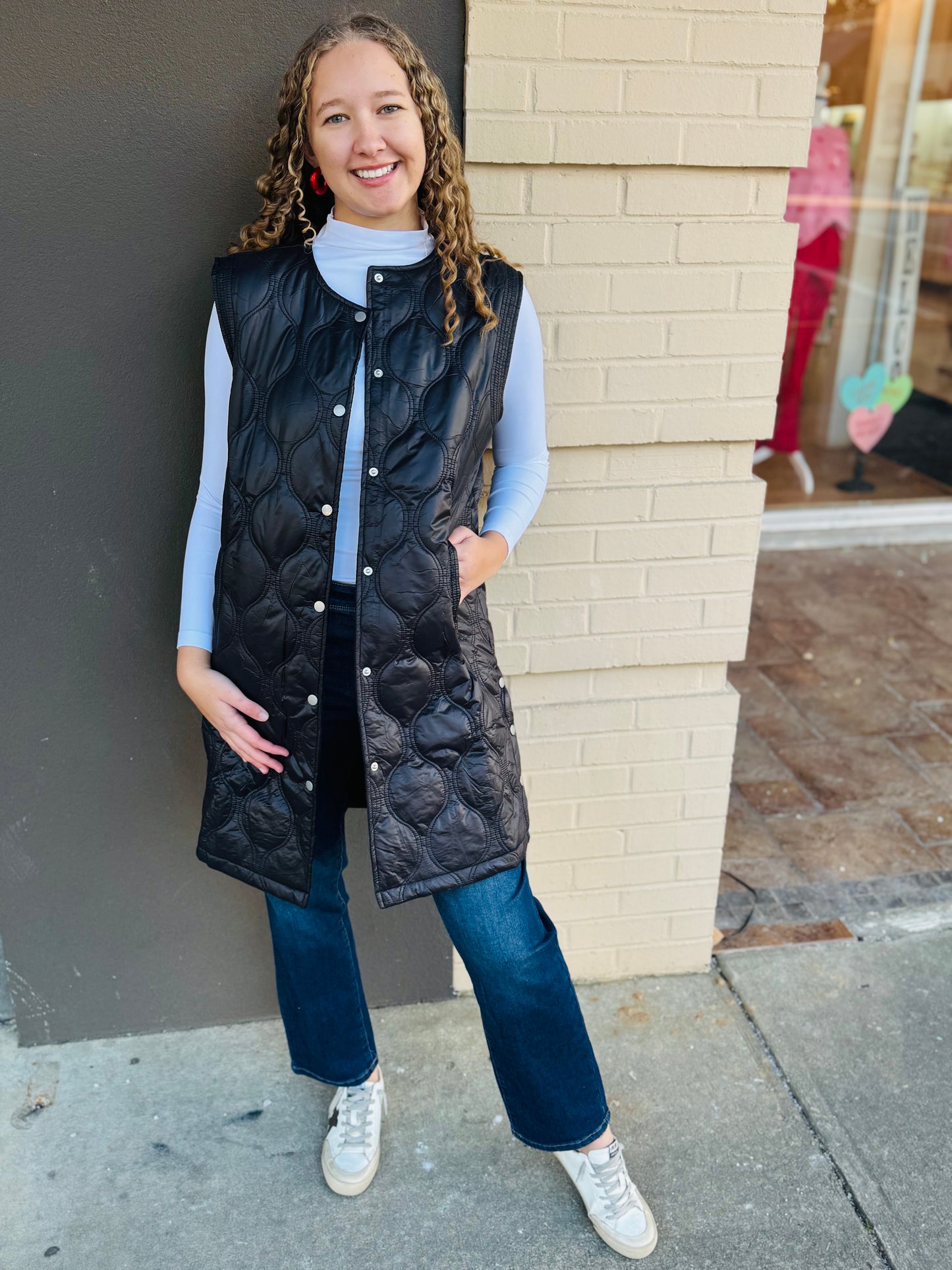 Quilted Vest Jacket - Black