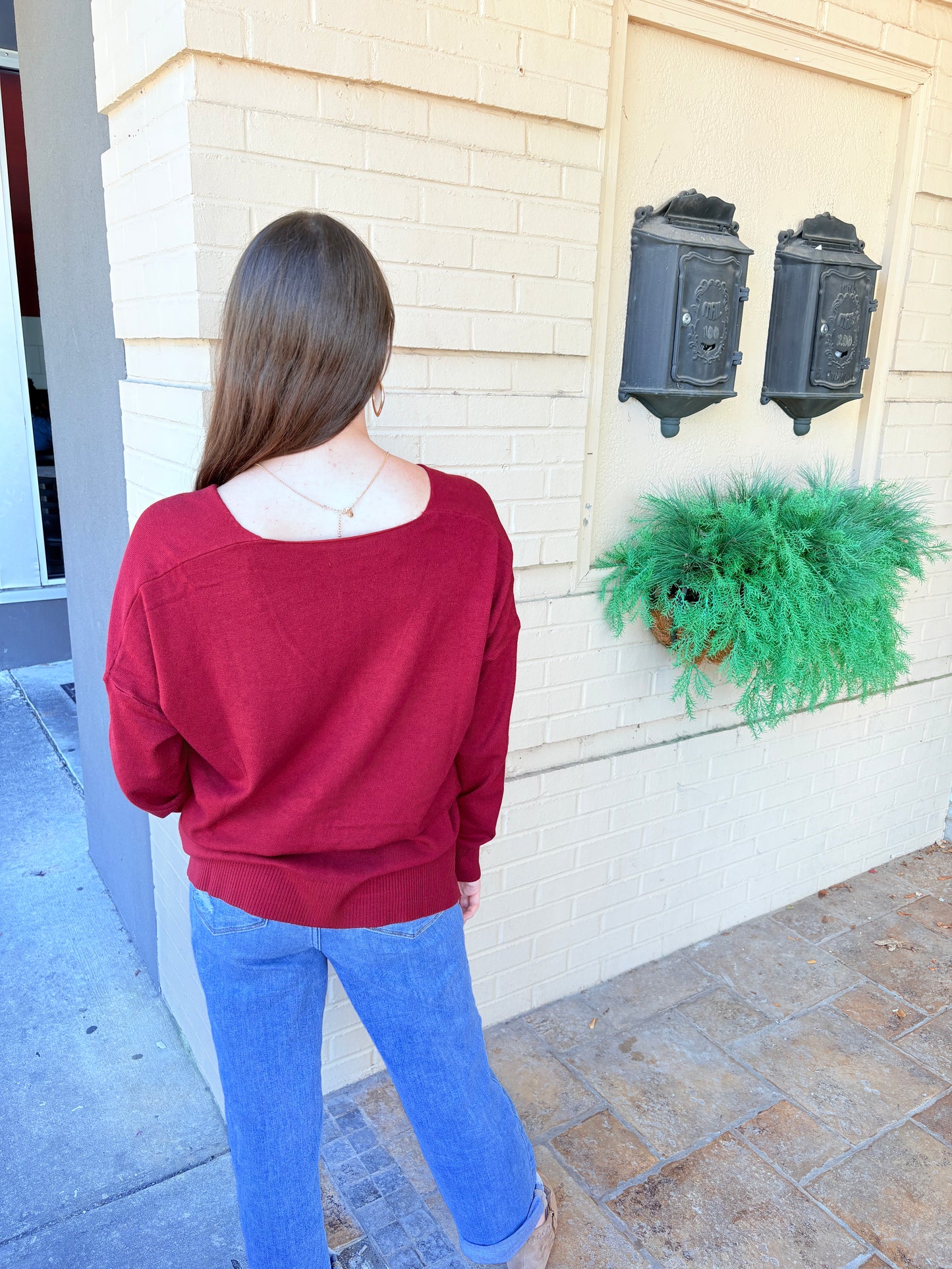 Super Soft Front Seam Sweater - Cabernet