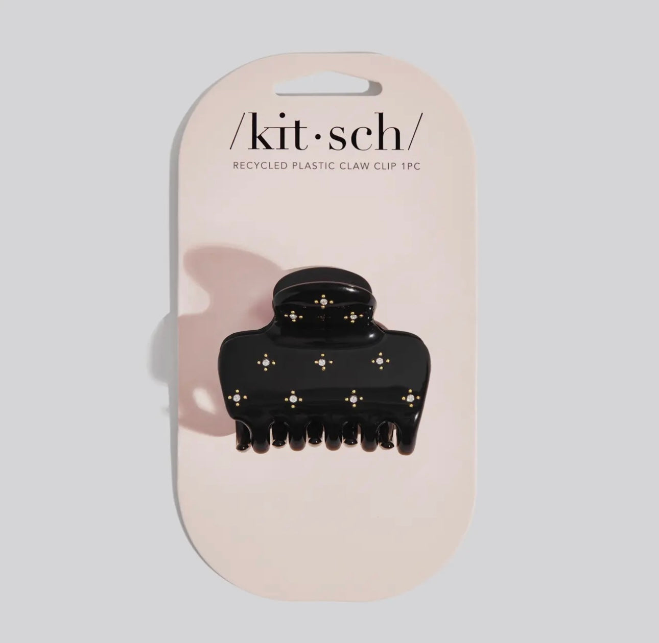Kitsch Recycled Plastic Rhinestone Medium Puffy Claw Clip - Black