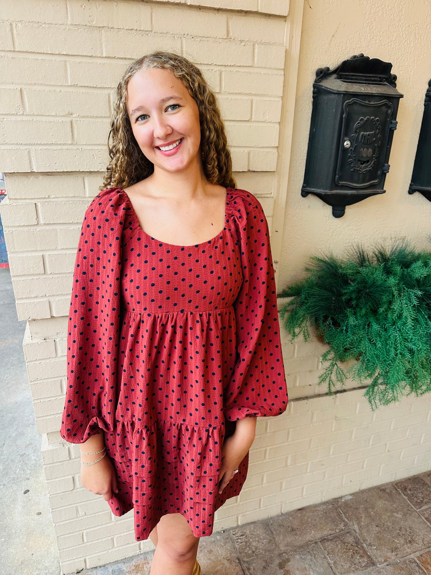 Polka Dot Printed Tiered Dress