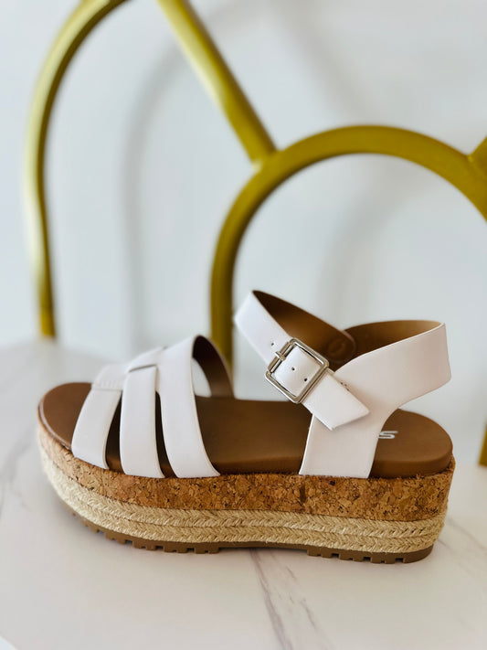 Soda Tabata Espadrille Cork Platform Sandal - White