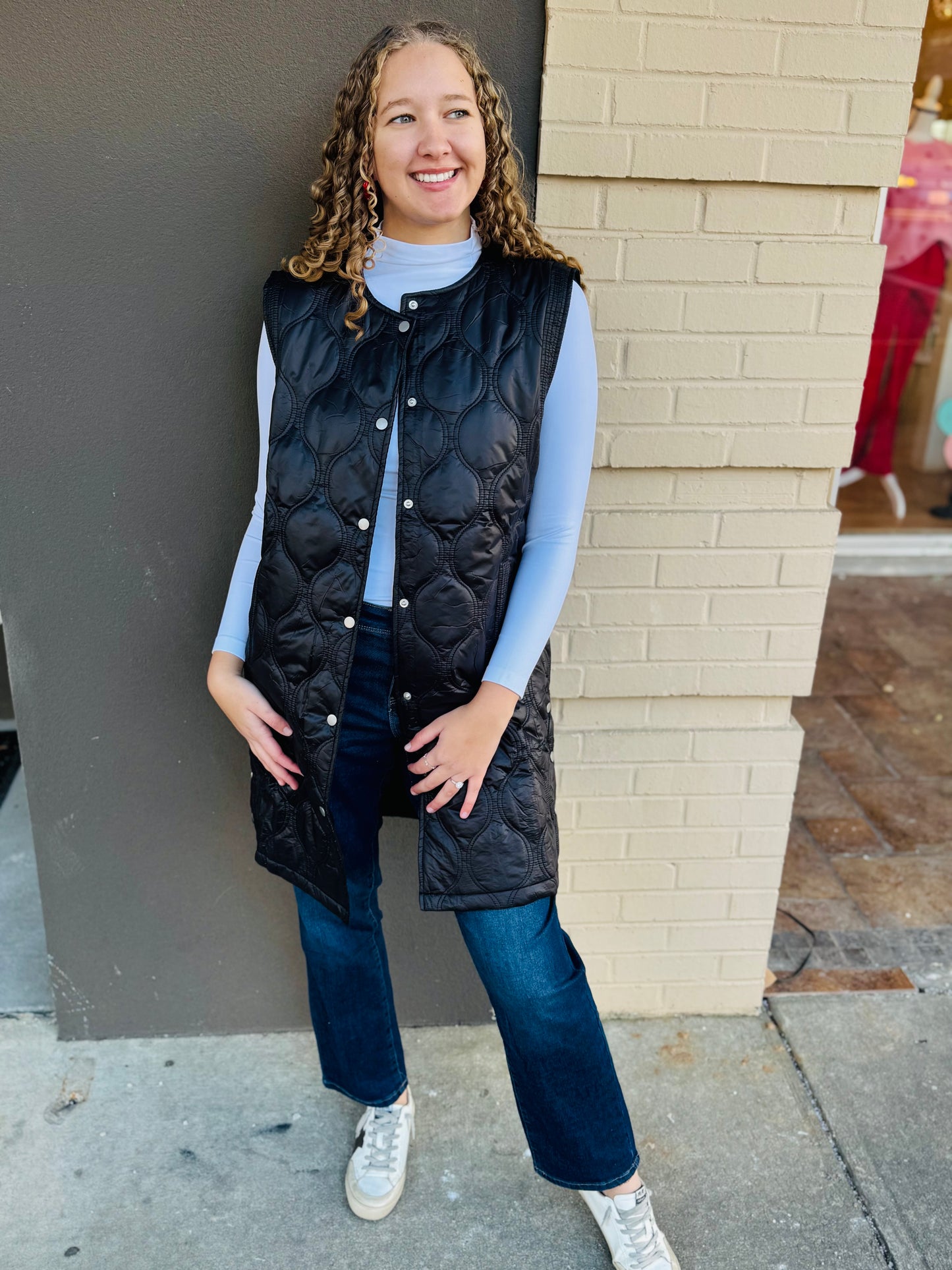 Quilted Vest Jacket - Black