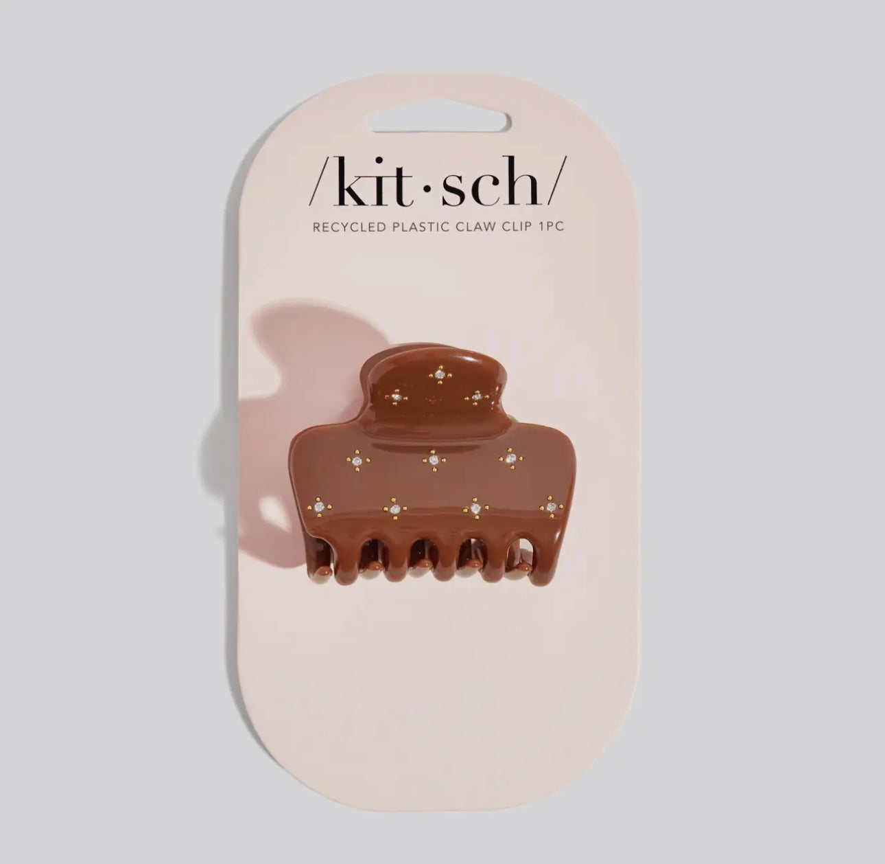 Kitsch Recycled Plastic Rhinestone Medium Puffy Claw Clip - Camel