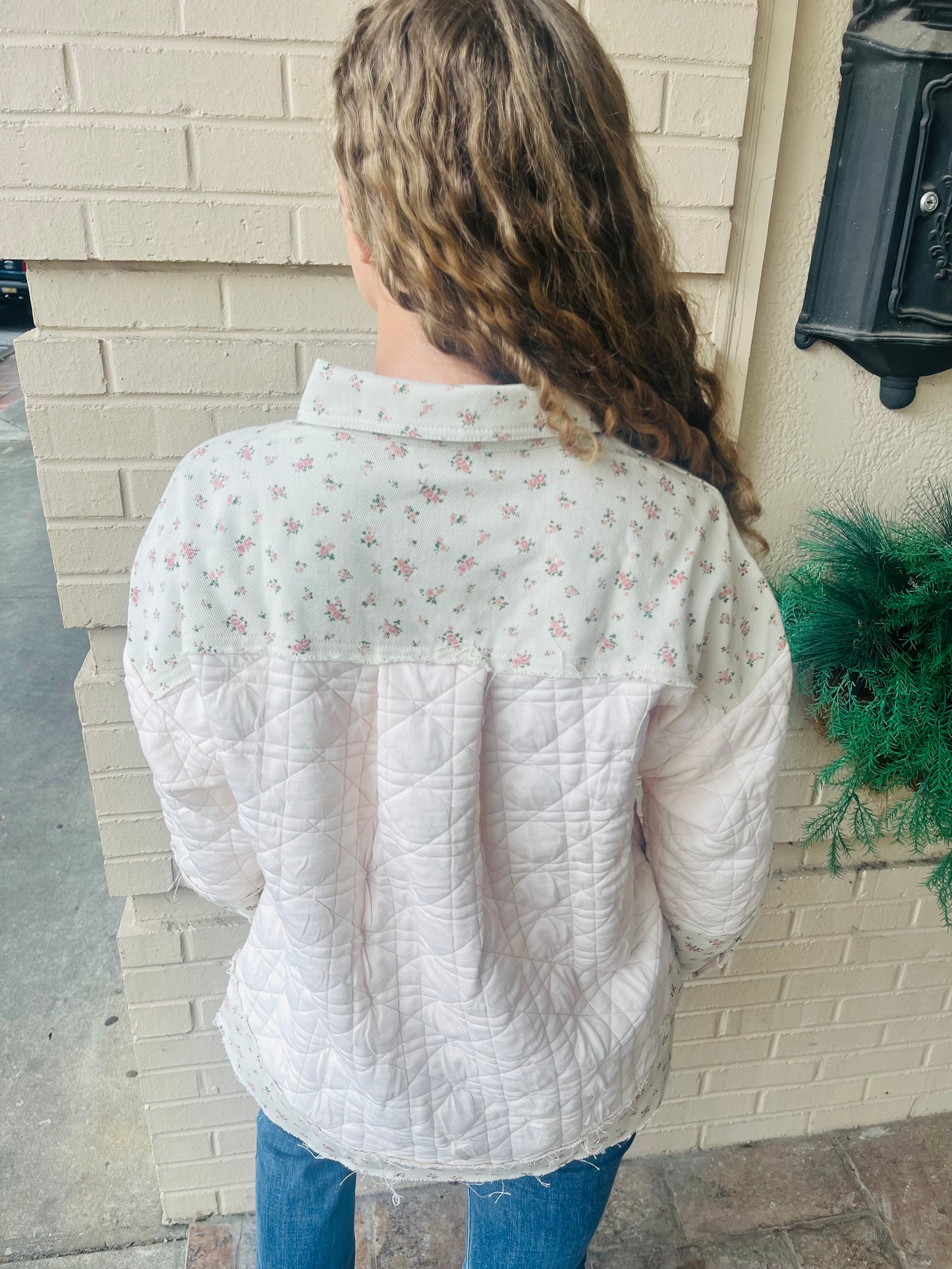 Oversized Floral Printed Cotton Jacket
