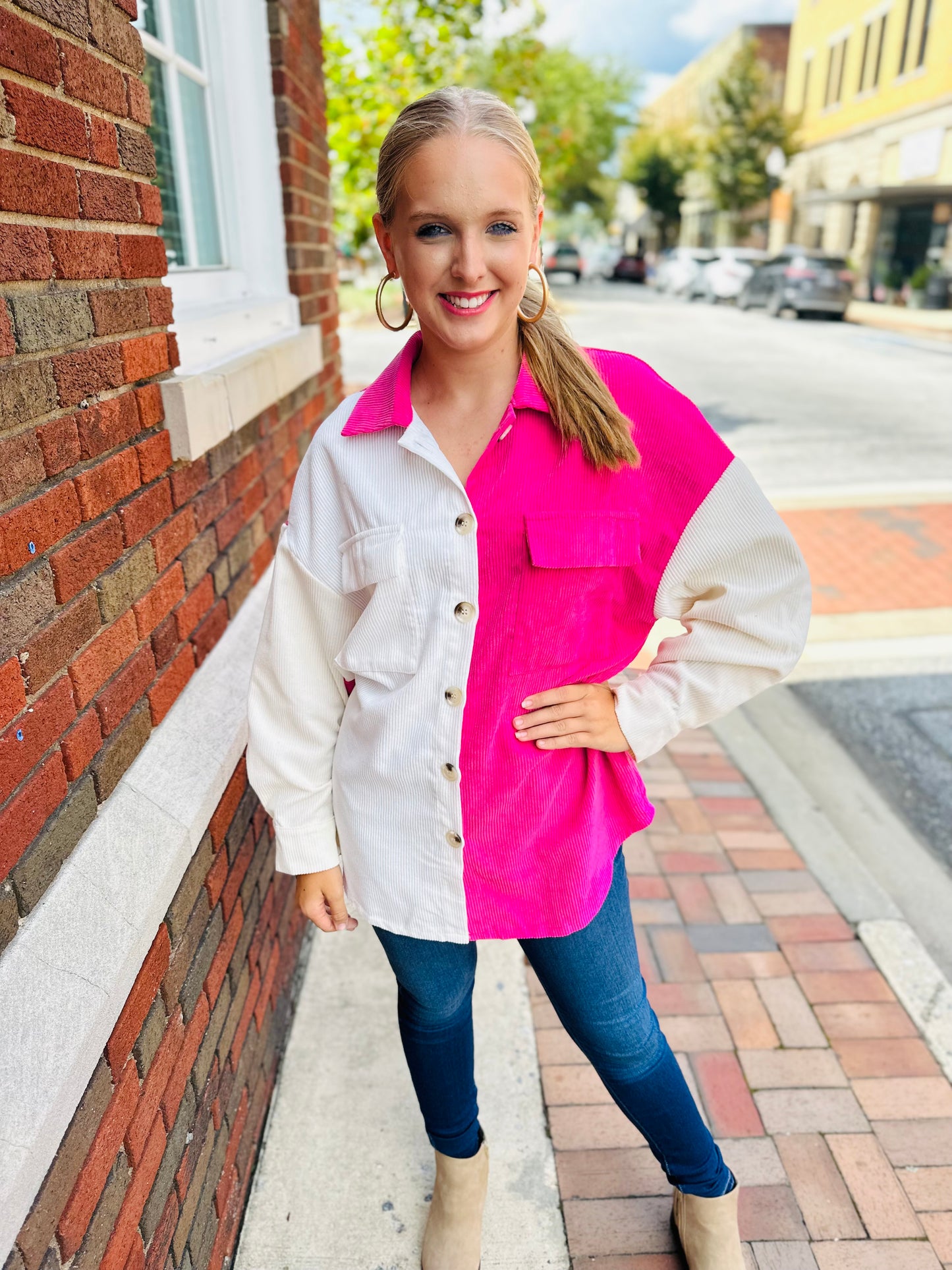 Barbie Party Contrast Color Block Shacket