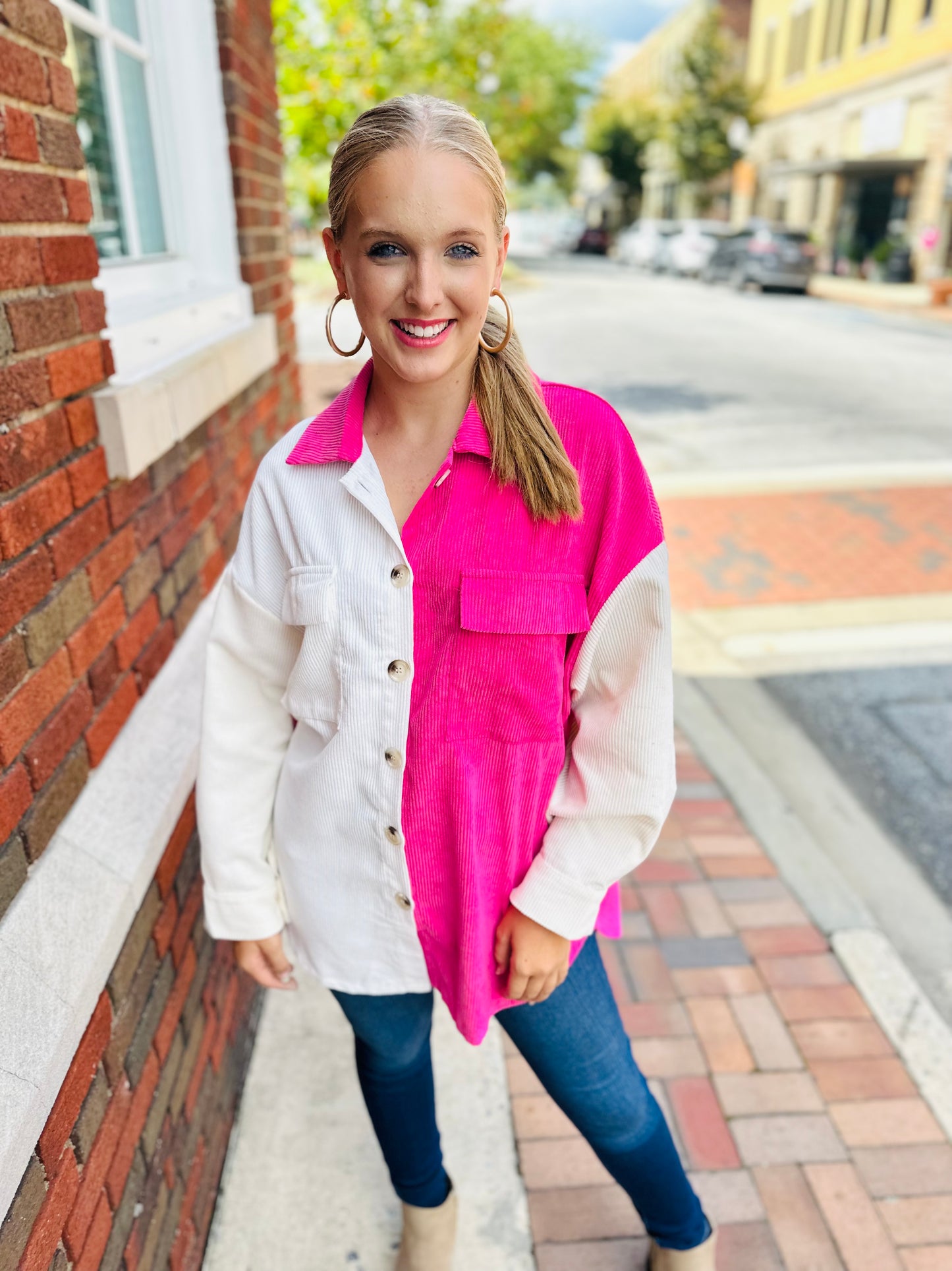 Barbie Party Contrast Color Block Shacket