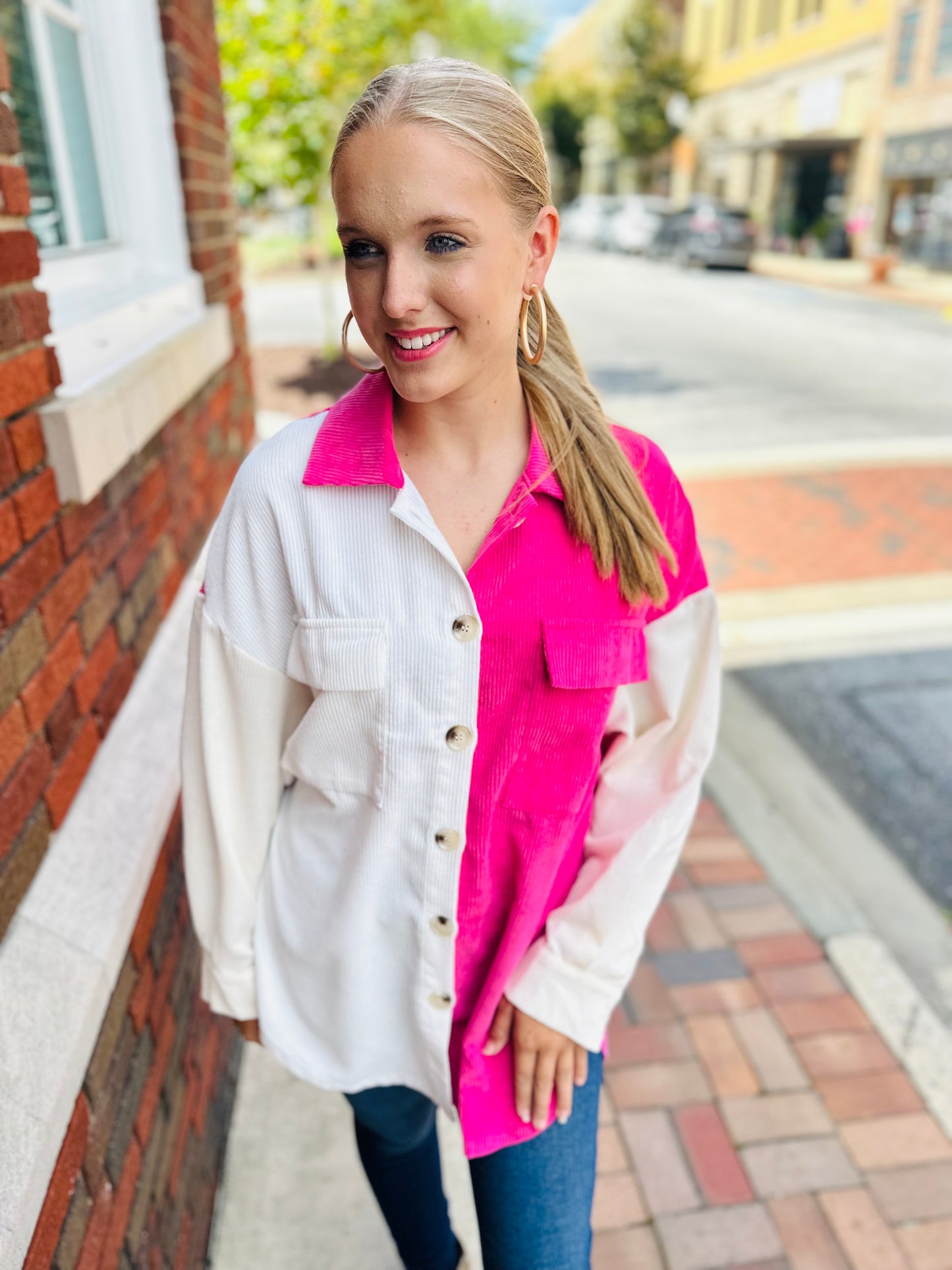 Barbie Party Contrast Color Block Shacket