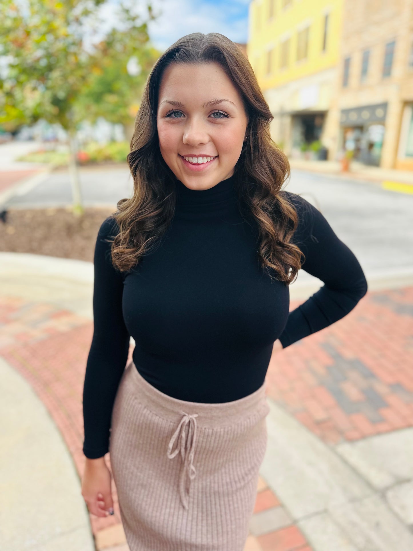 Stretch & Go Black Mock Neck Top