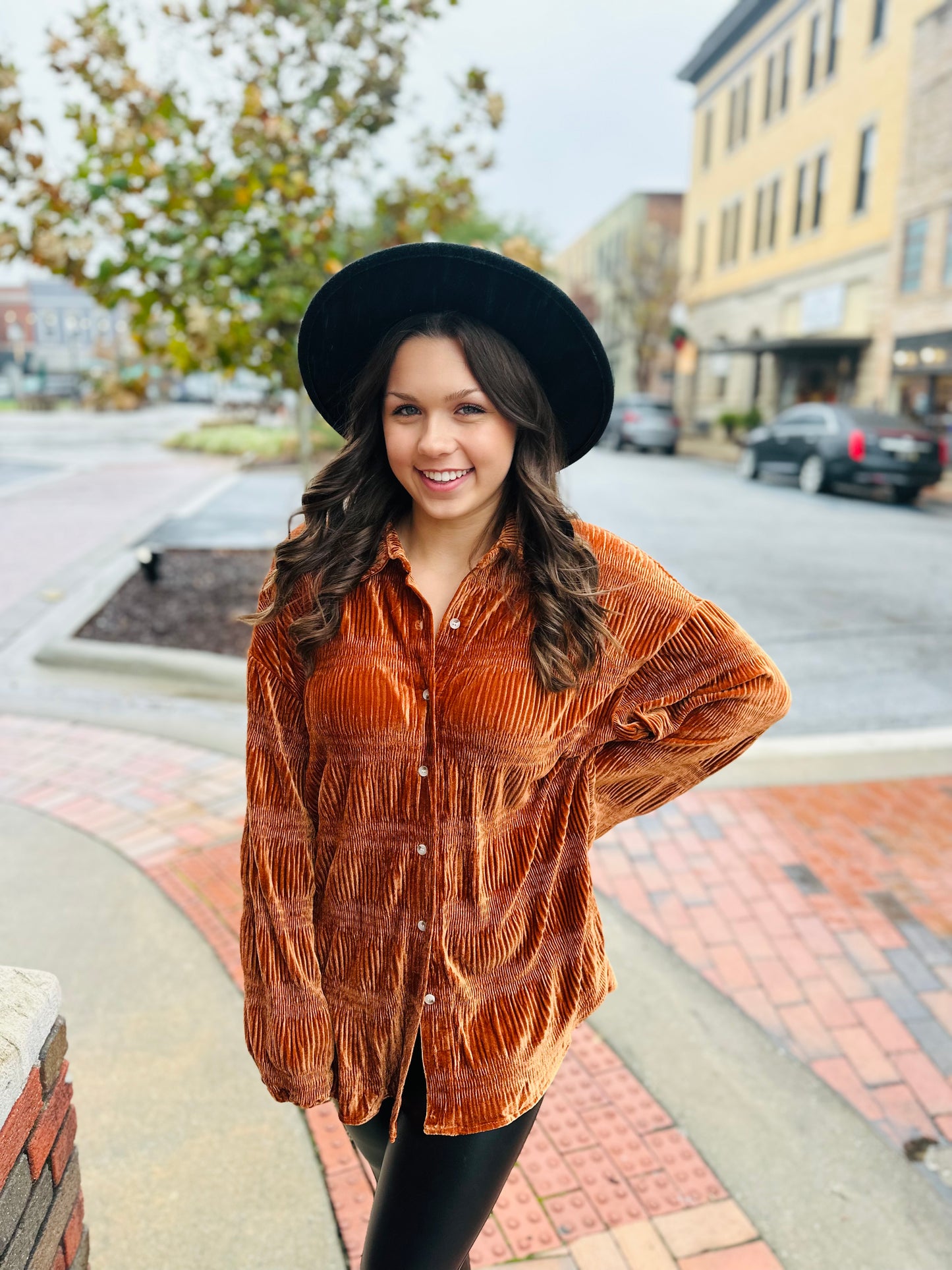 Grateful For You Button Up Velvet Top