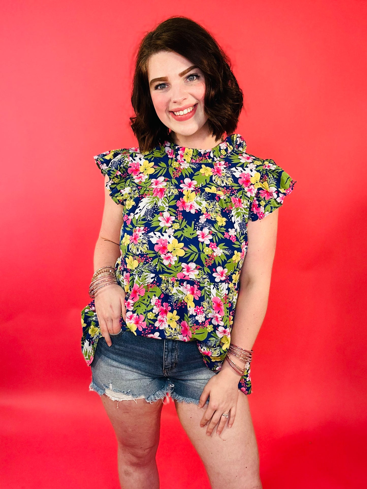 Blossom Boulevard Floral Print Peplum Top