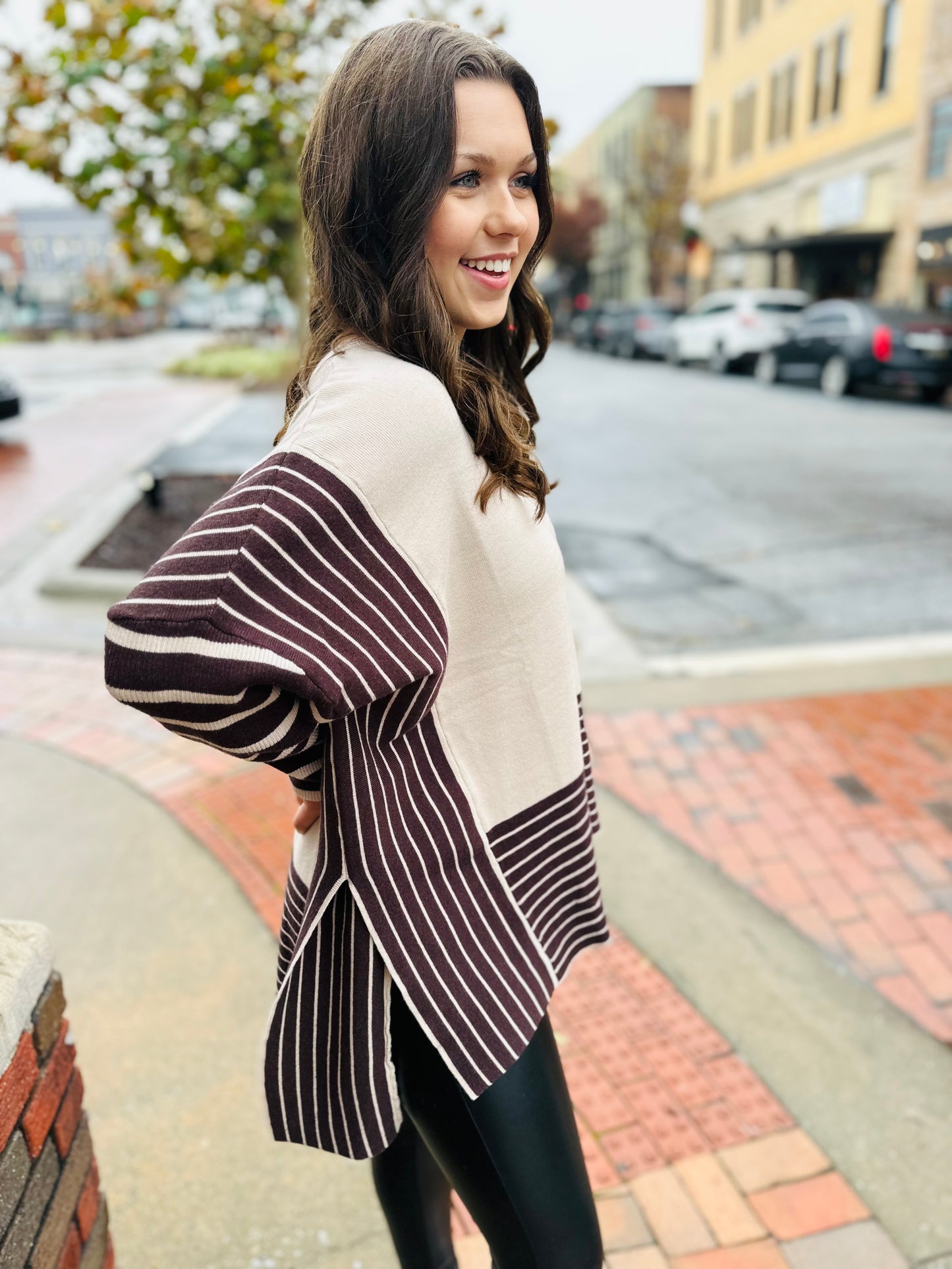 Festive Stripe Tunic Sweater