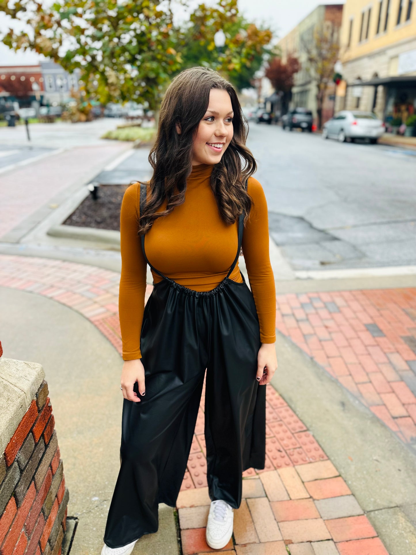 Sleek Edge Faux Leather Jumpsuit