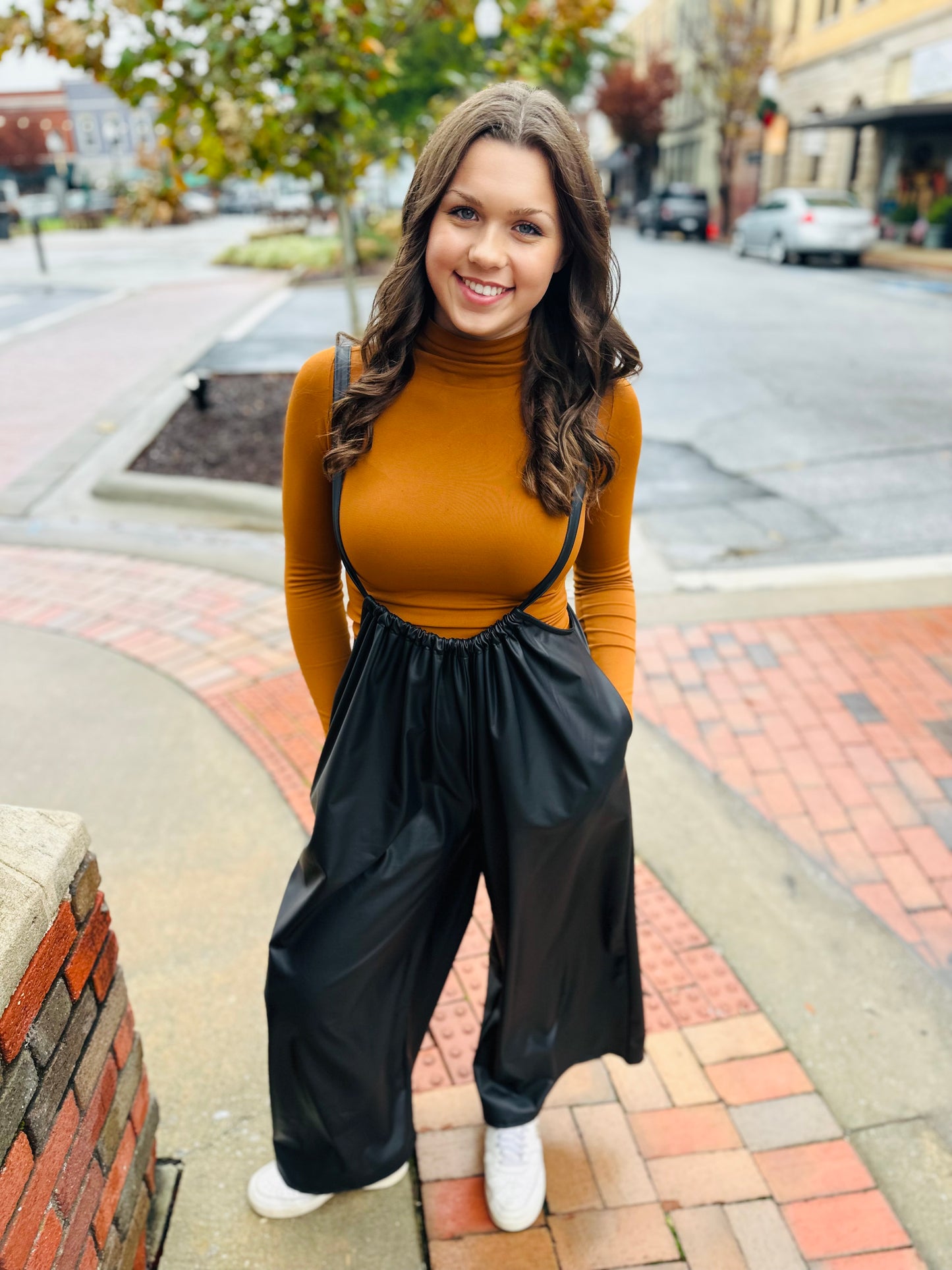 Sleek Edge Faux Leather Jumpsuit