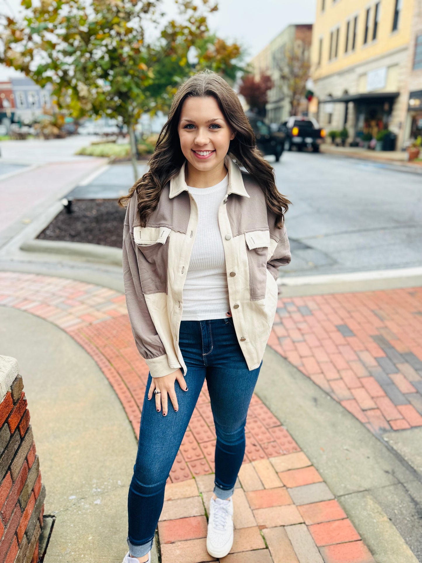 Felt The Chill Color Block Terry Knit Shacket