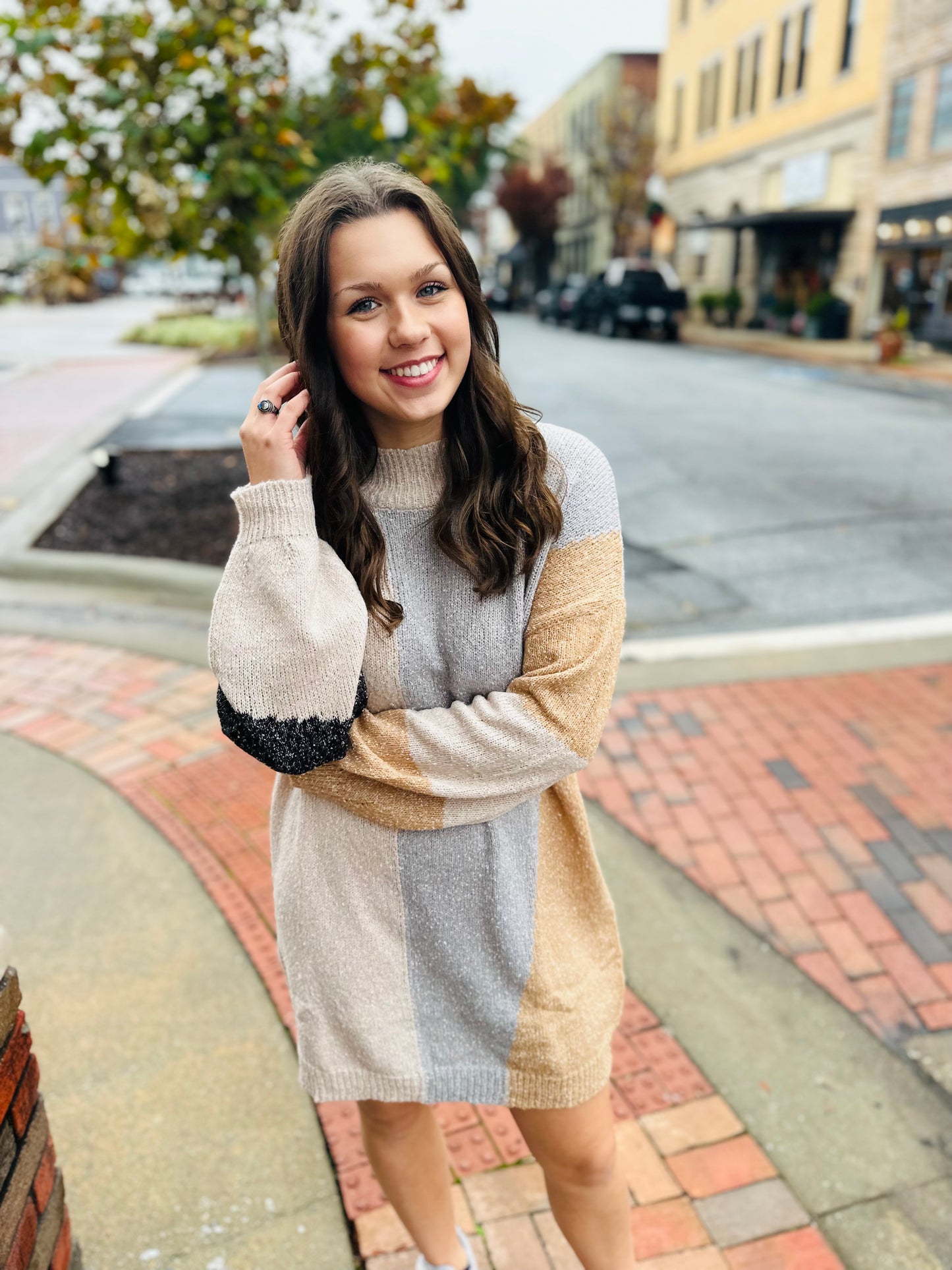 Cozy Color block Sweater Dress