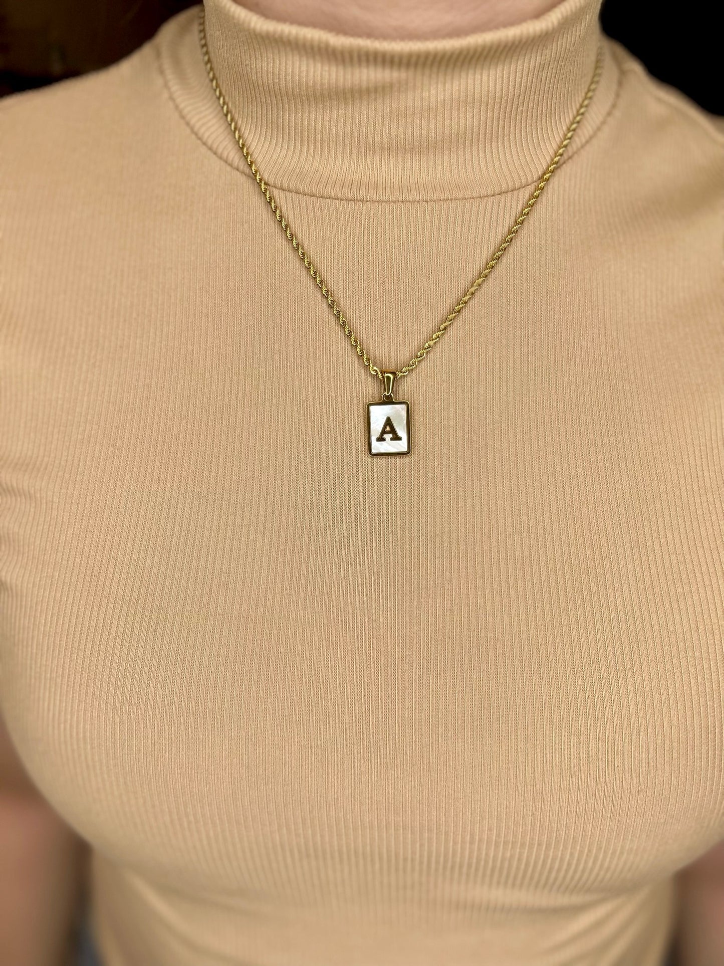 Made For Me Gold Rectangle Initial Necklace