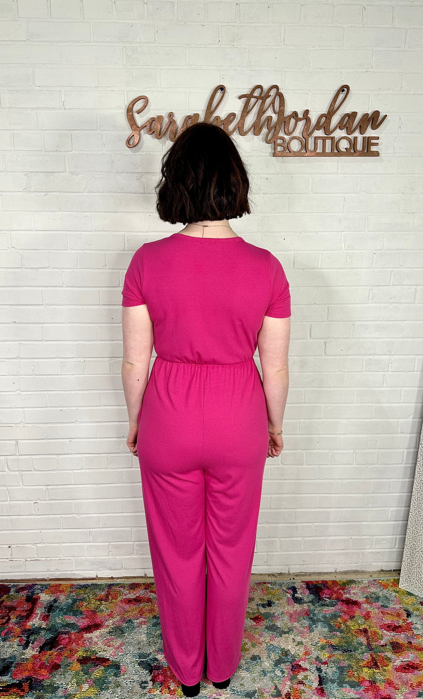 Flirt With Fun Ribbed Surplice Jumpsuit