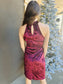 Sleeveless Halter Neck Velvet Dress - Burgundy