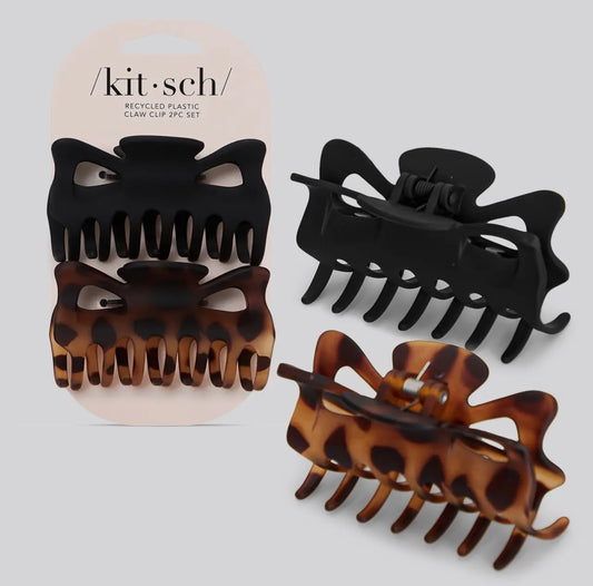 Kitsch Large Claw Clip 2pc Set - Black & Tort