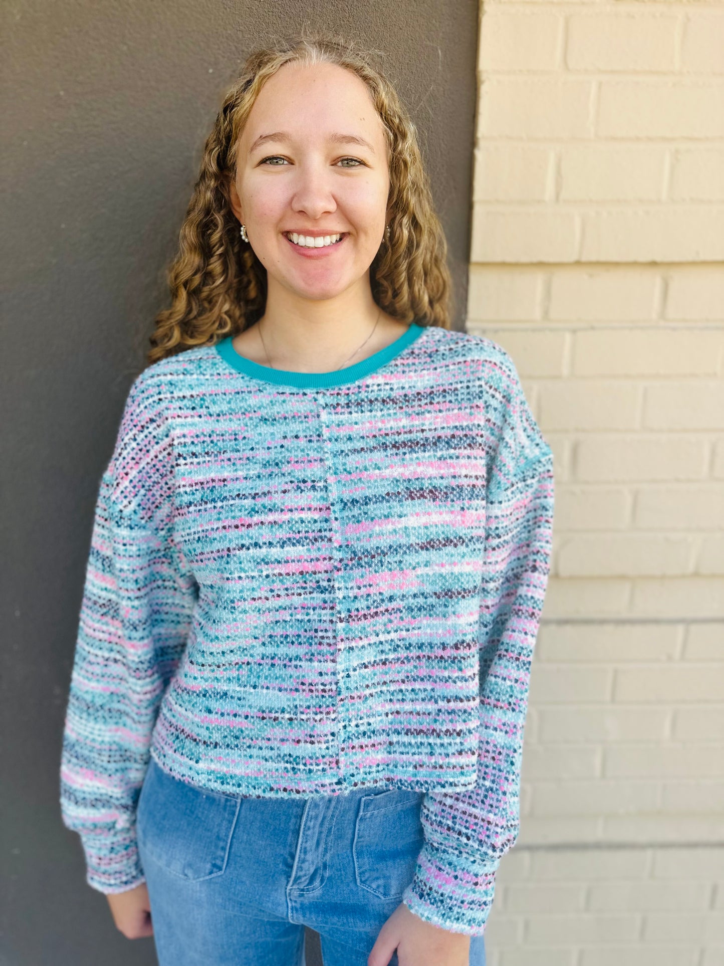 Multi-Color Knit Top - Seafoam Mix