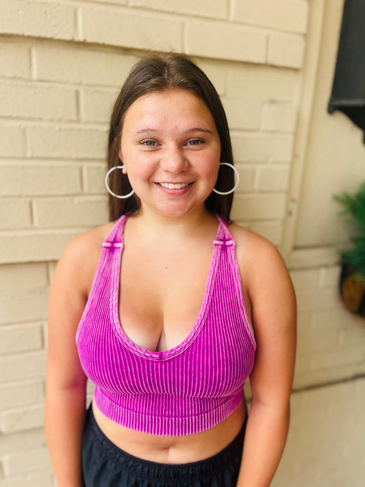 Washed Seamless Racerback Tank - Lt Plum